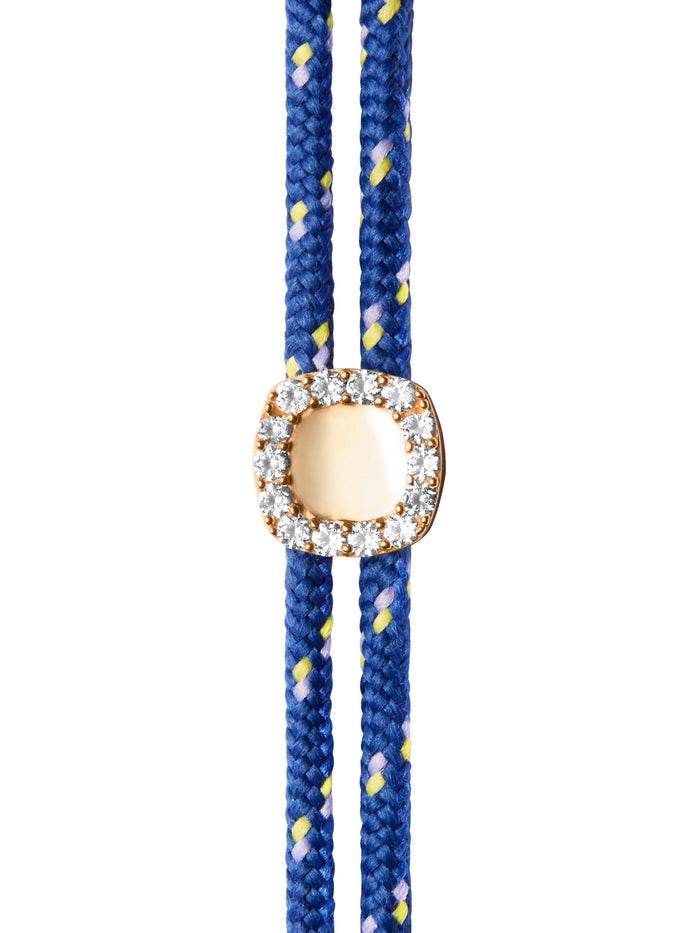 JAMES BEZEL BLEU PARACORD ANKLET IN LAB WHITE SAPPHIRE, 18K GOLD VERMEIL