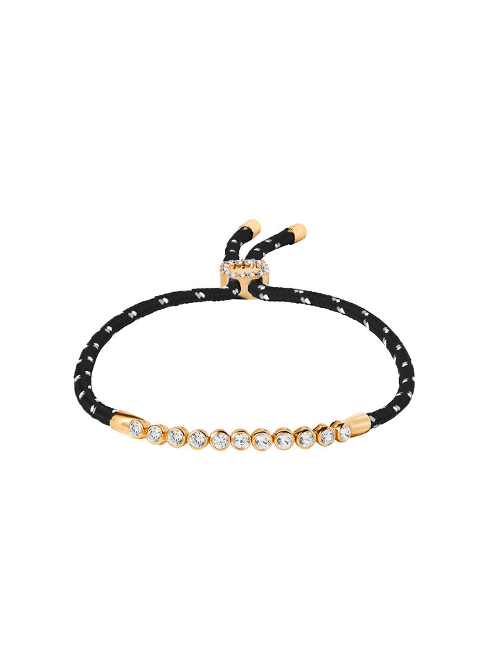 JAMES BEZEL NOIR ET BLANC PARACORD ANKLET IN LAB WHITE SAPPHIRE, 18K GOLD VERMEIL