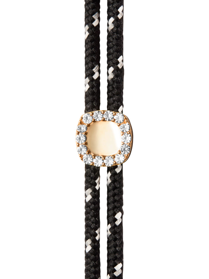JAMES BEZEL NOIR ET BLANC PARACORD ANKLET IN LAB WHITE SAPPHIRE, 18K GOLD VERMEIL