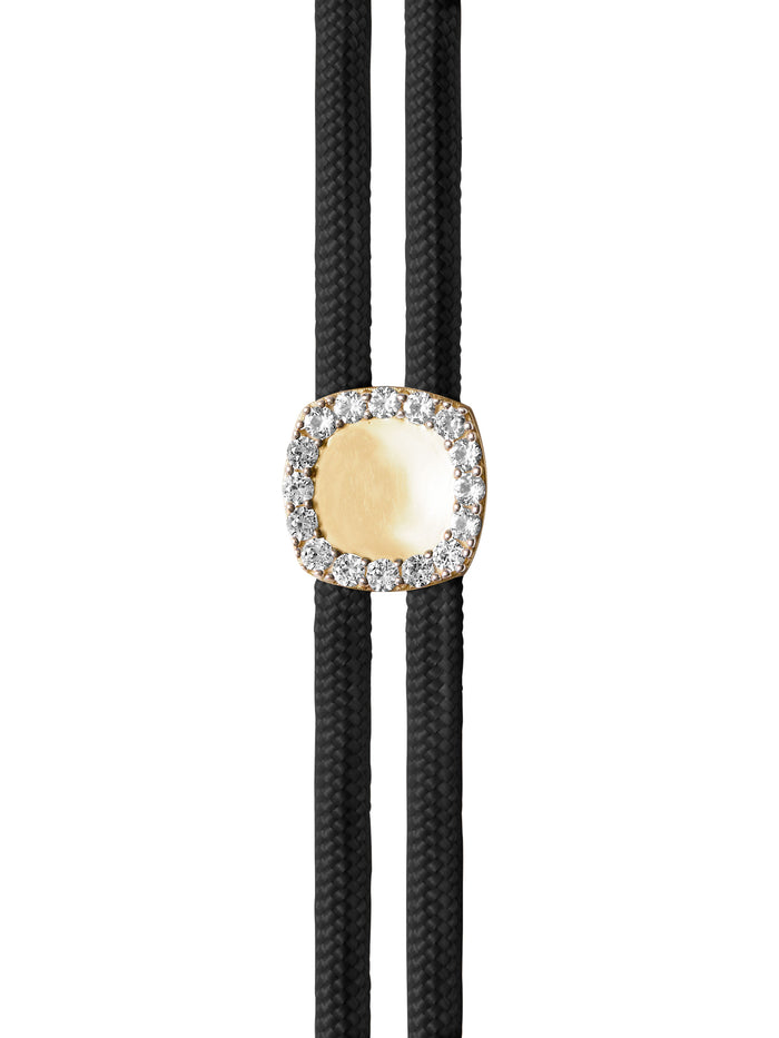 JAMES BEZEL NOIR PARACORD ANKLET IN LAB WHITE SAPPHIRE, 18K GOLD VERMEIL