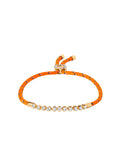 JAMES BEZEL ORANGE PARACORD ANKLET IN LAB WHITE SAPPHIRE, 18K GOLD VERMEIL
