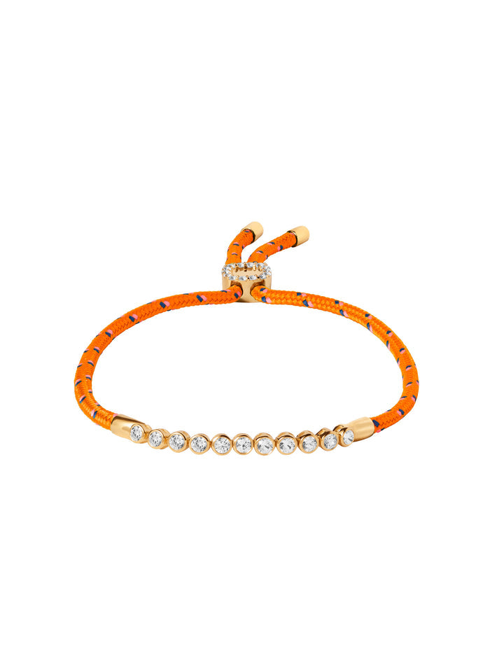JAMES BEZEL ORANGE PARACORD ANKLET IN LAB WHITE SAPPHIRE, 18K GOLD VERMEIL