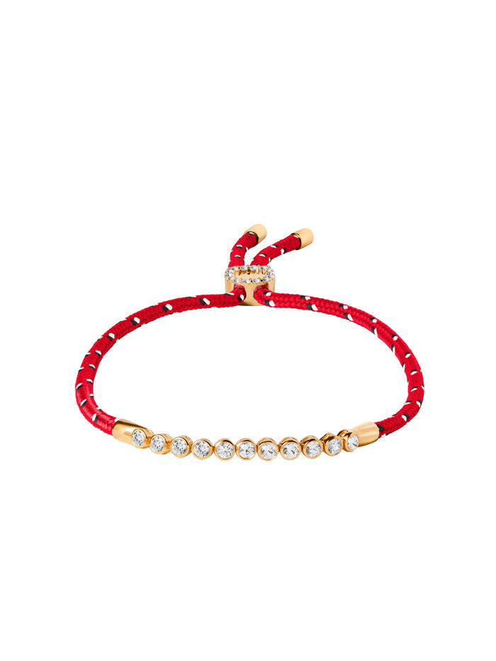 JAMES BEZEL ROUGE PARACORD ANKLET IN LAB WHITE SAPPHIRE, 18K GOLD VERMEIL