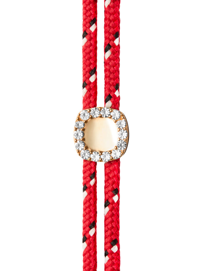 JAMES BEZEL ROUGE PARACORD ANKLET IN LAB WHITE SAPPHIRE, 18K GOLD VERMEIL