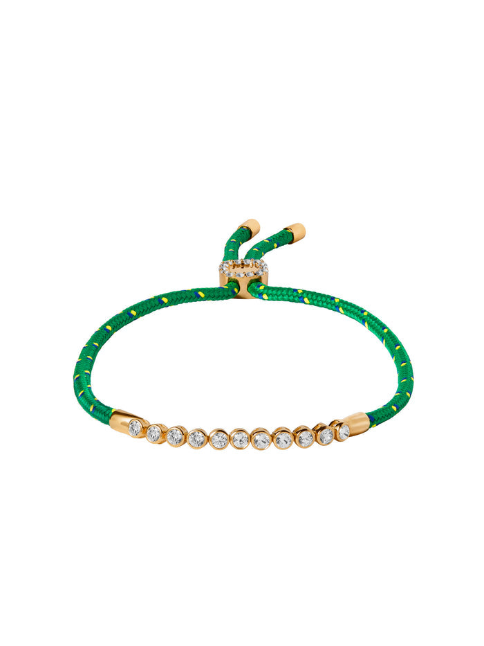JAMES BEZEL VERT PARACORD ANKLET IN LAB WHITE SAPPHIRE, 18K GOLD VERMEIL