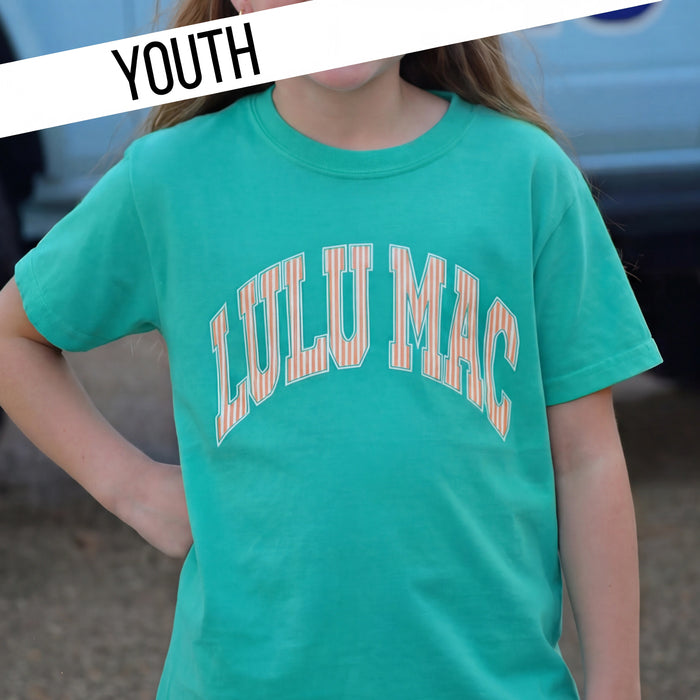 KD-STR-1000 Stripe Cream Sickle Sky/Island Green   Youth Comfort Colors Tee