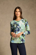 Lace Insert Long Sleeve T-Shirt - Midnight Blossom