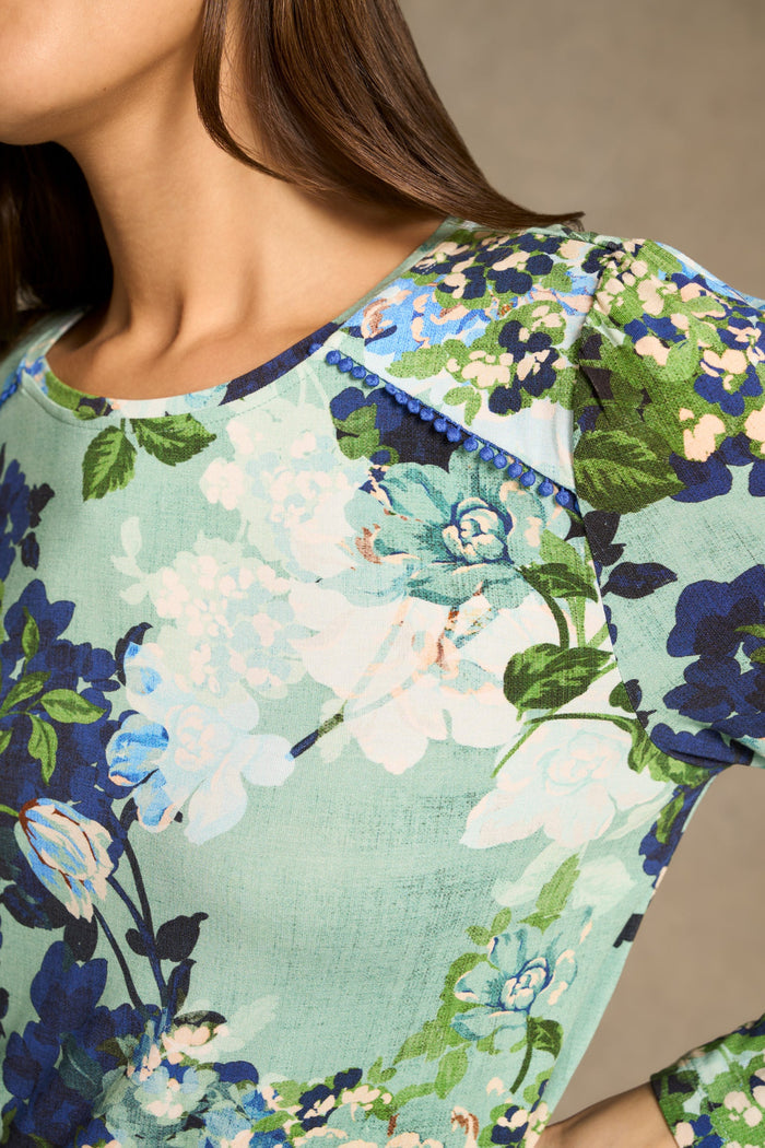 Lace Insert Long Sleeve T-Shirt - Midnight Blossom