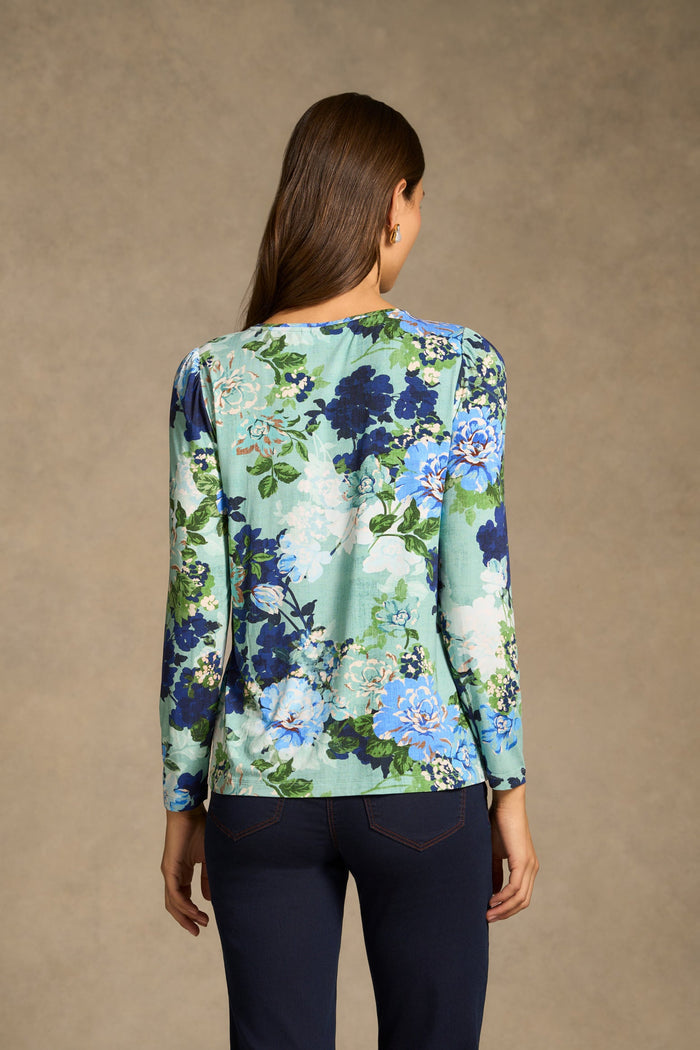 Lace Insert Long Sleeve T-Shirt - Midnight Blossom