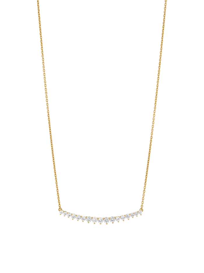 LARGE CURVE NECKLACE IN LAB WHITE SAPPHIRE, 18K GOLD VERMEIL