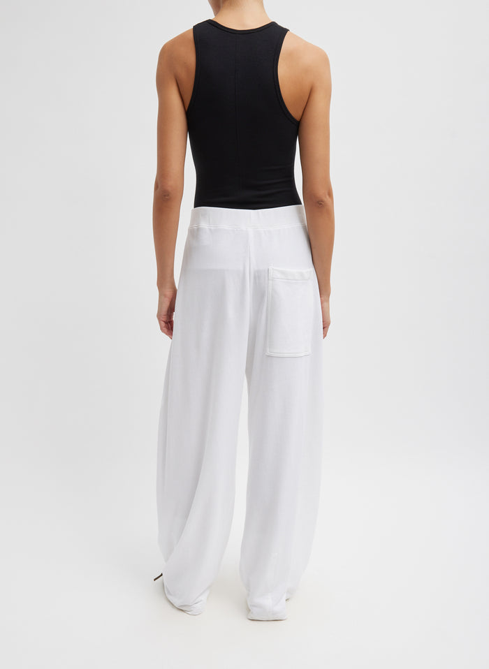 White Light Weight Sweatshirting Winslow Pant - full look, back view on model