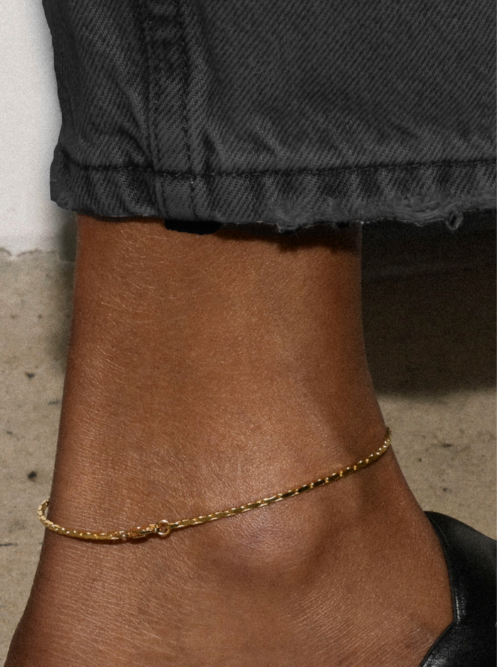 LINNEA ANKLET WITH LAB DIAMOND ACCENT, STERLING SILVER