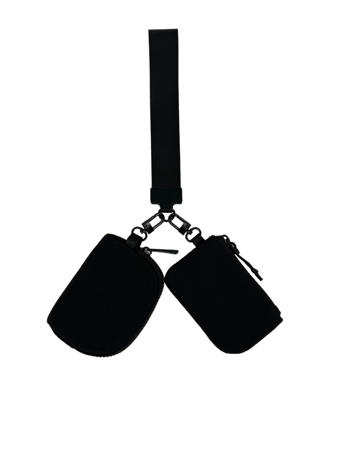 LL-4320 Wristlet Key Chain Double Pouch Black-Black