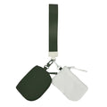 LL-4320 Wristlet Key Chain Double Pouch White Army Green