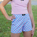 LM-KSH-1007-Blue/Pink Check KIDS SHORTS