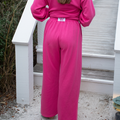 LM-PA-1001  TERRY CLOTH PANT-HOT PINK