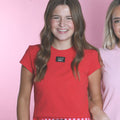 LM-TP1000- BABY DOLL TOP SS-Red