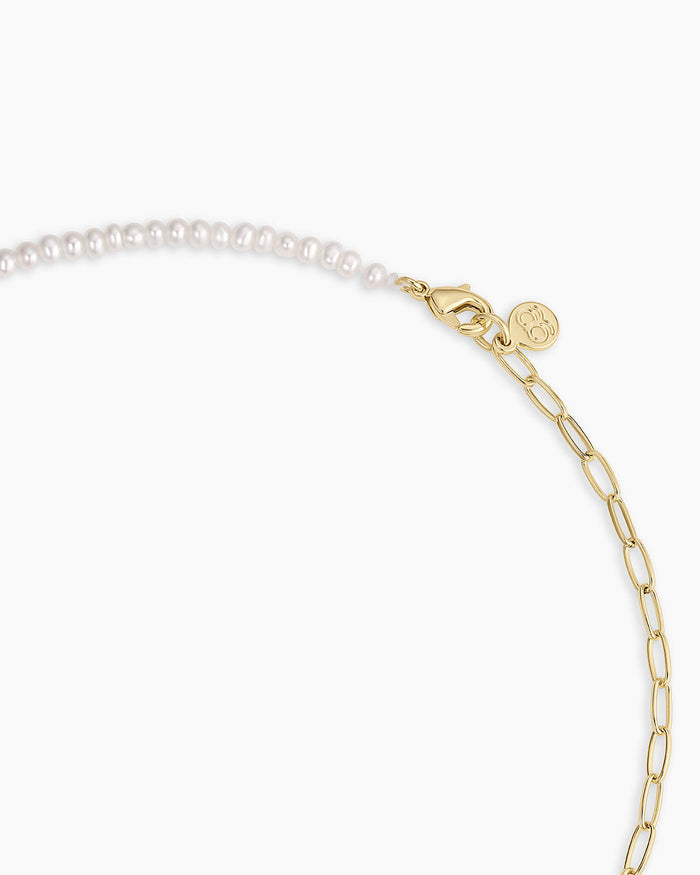 Lou Pearl Alphabet Necklace || option::18K Gold Plated, A