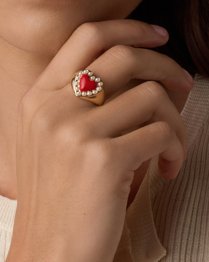 Love Pearl Ring || option::18K Gold Plated