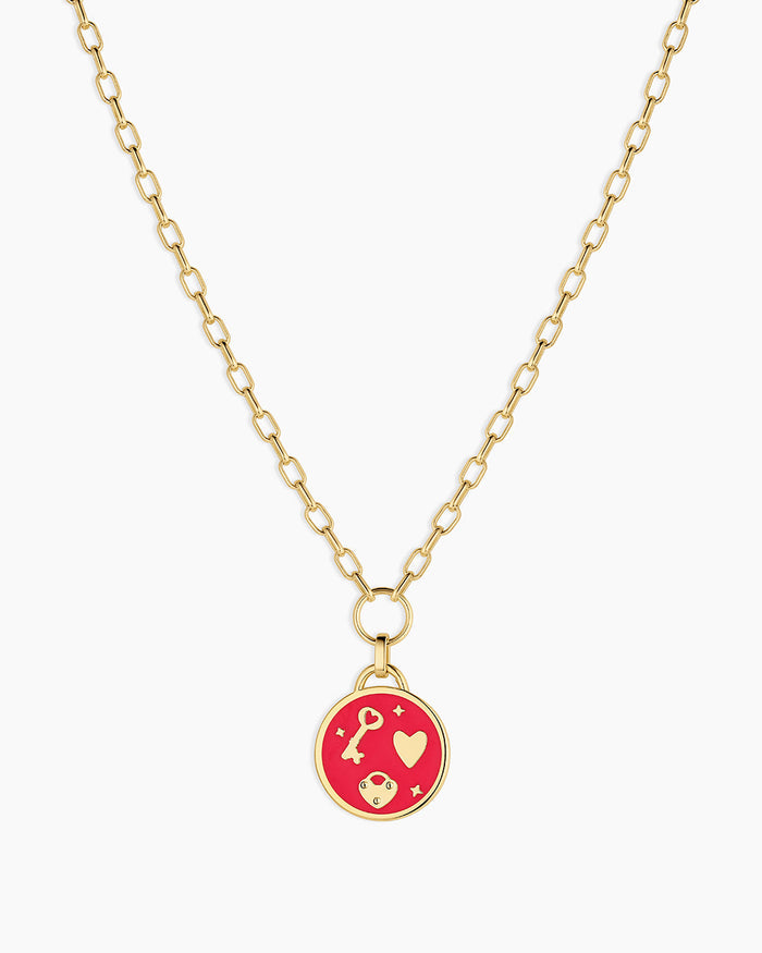 Love U Coin Necklace || option::18K Gold Plated