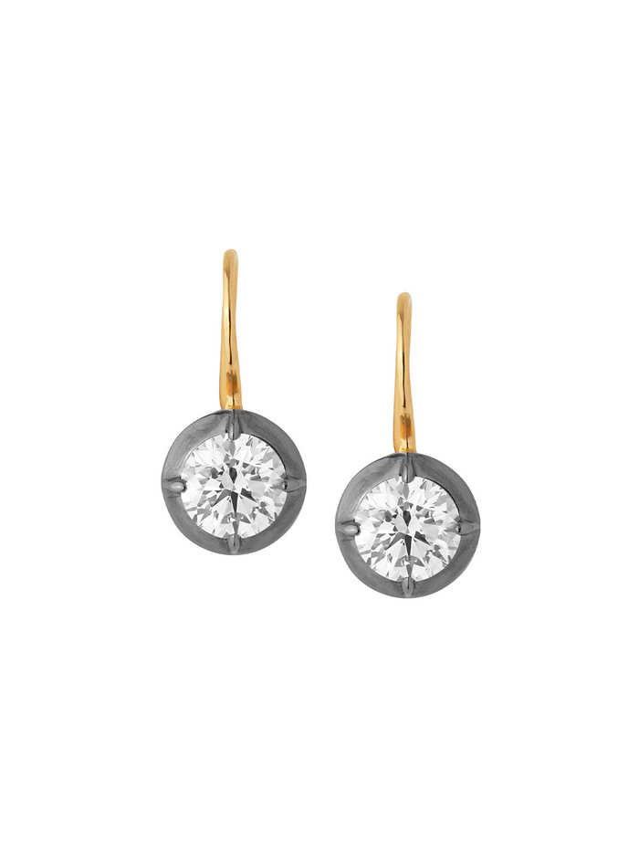 LUCIEN LATCHBACK EARRINGS IN MOISSANITE, 18K GOLD VERMEIL