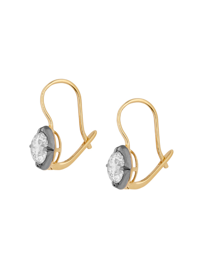 LUCIEN LATCHBACK EARRINGS IN MOISSANITE, 18K GOLD VERMEIL