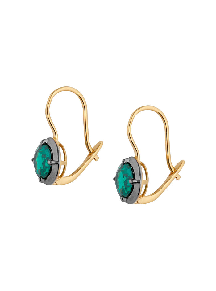 LUCIEN LATCHBACK EARRINGS IN NANO EMERALD, 18K GOLD VERMEIL