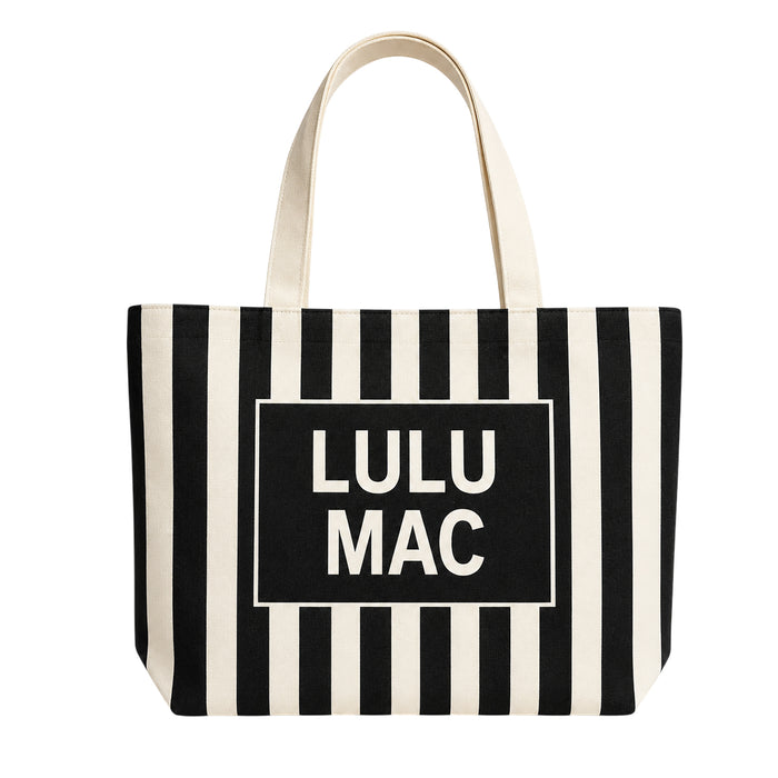 Lulu Mac Canvas Tote LM-BG-1002-Black/White Stripe