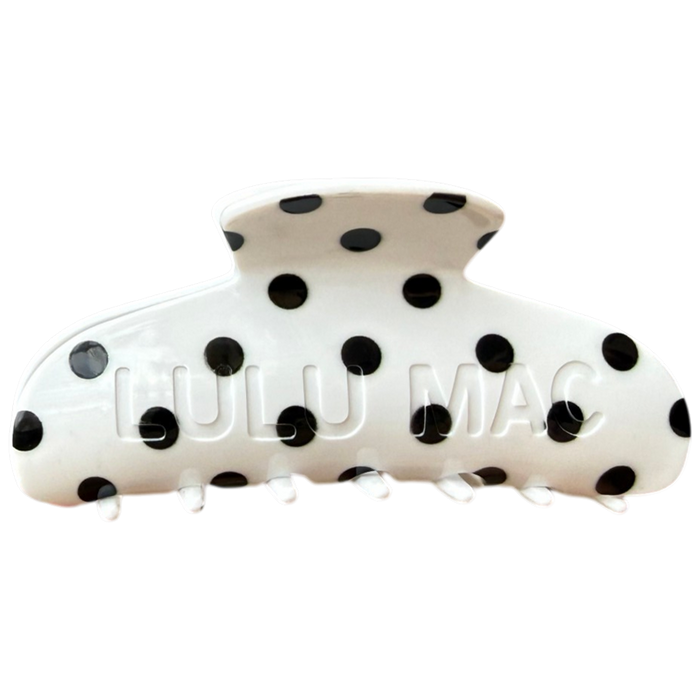 LULU MAC HAIR CLIPS LM-HR-1001- White/Black Dot