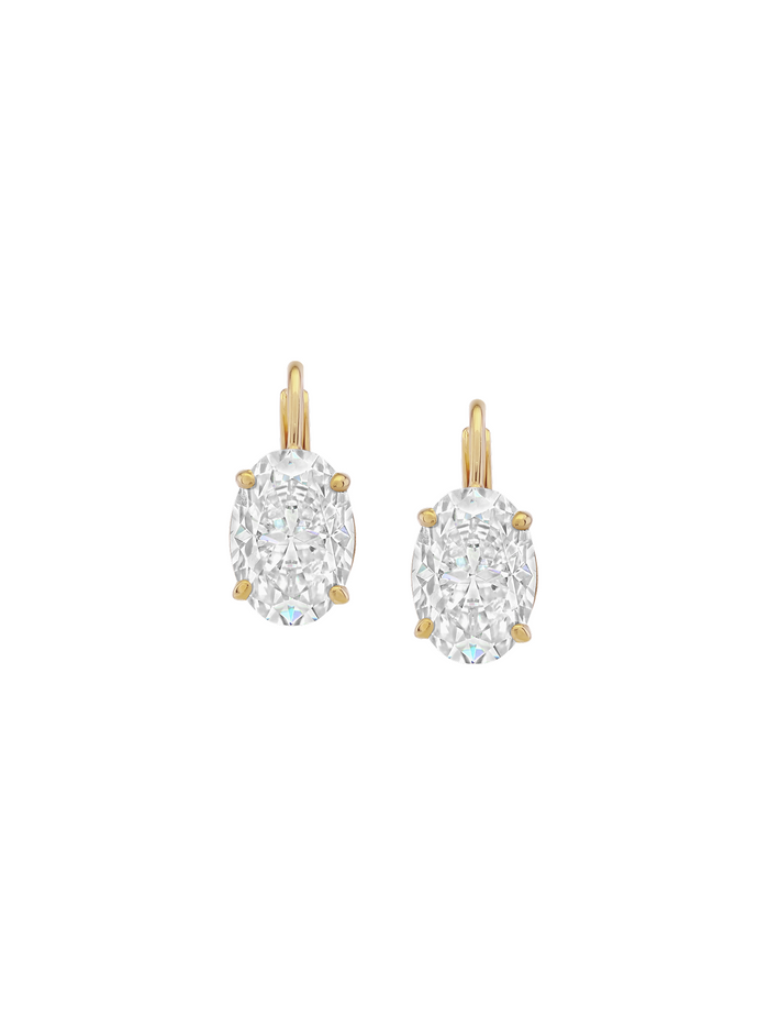 MARIE OVAL-CUT EARRINGS IN MOISSANITE, GOLD VERMEIL