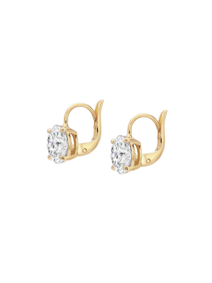 MARIE ROUND-CUT EARRINGS IN MOISSANITE, GOLD VERMEIL
