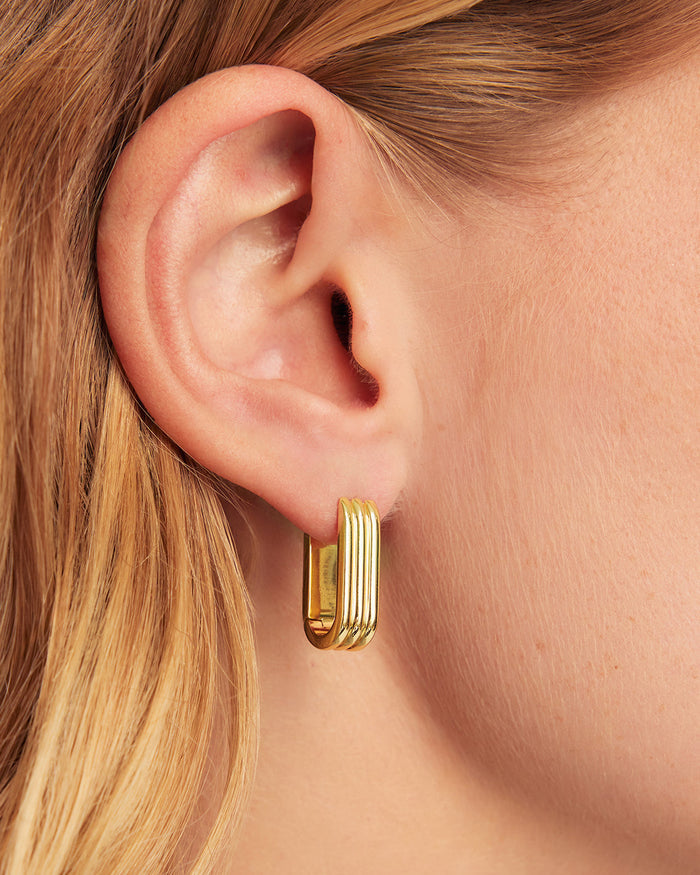 Melrose Link Hoops || option::18K Gold Plated