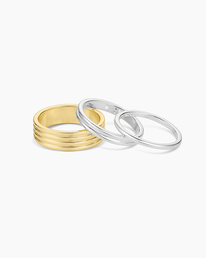 Melrose Mixed Ring Set || option::18K Gold & Silver Plated