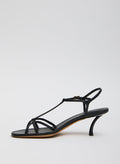 Black Milbourne Heel - heeled leather sandal, side view