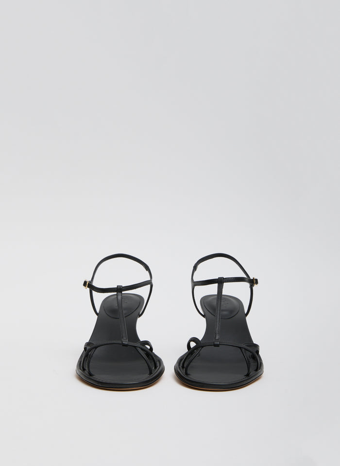 Black Milbourne Heel - heeled leather sandal, front view