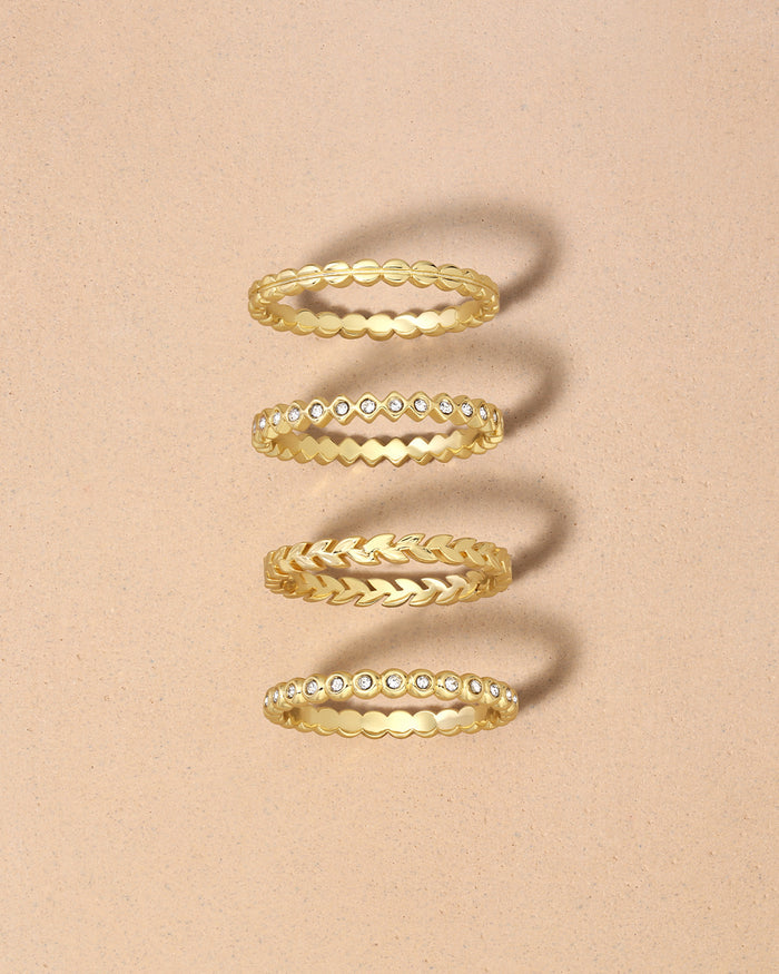 Mini stackable ring set || option::18K Gold Plated