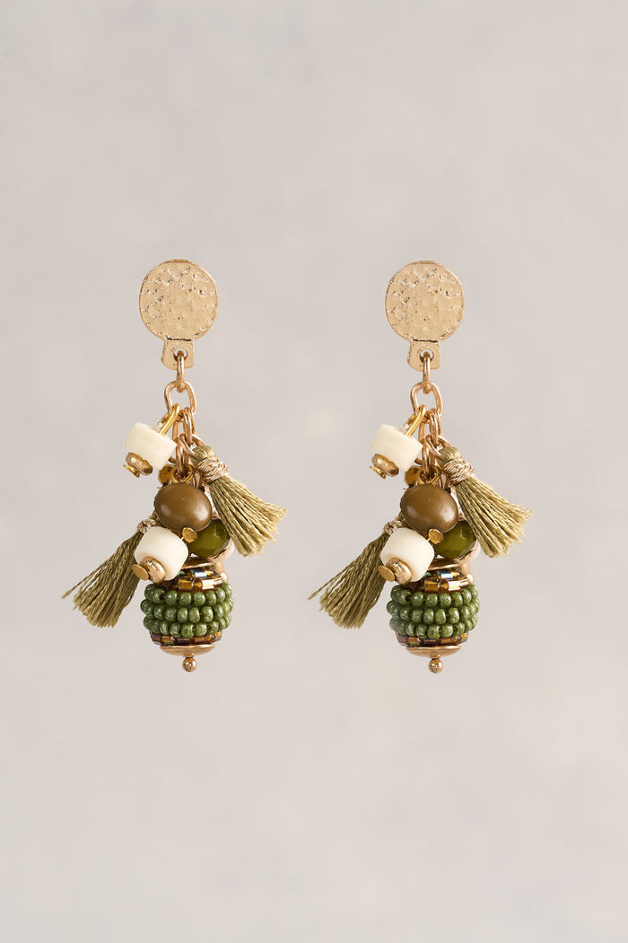 Mixed Bead Earring - Green