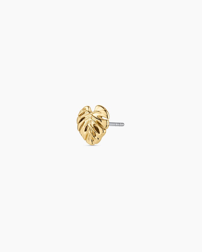 Monstera Single Stud || option::18K Gold Plated