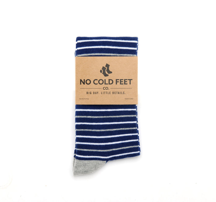 Navy and White Striped Socks