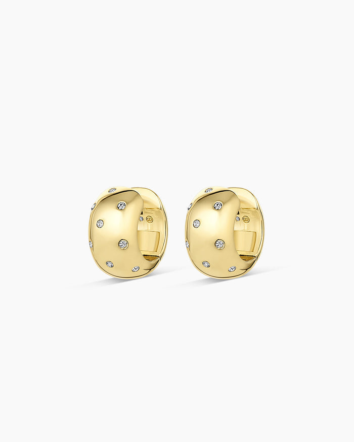 Noel Shimmer Huggies || option::18K Gold Plated