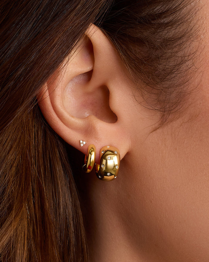 Noel Shimmer Huggies || option::18K Gold Plated || set::noel-shimmer-huggies-stl