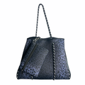 NP-4500 Leopard Small Black Neoprene Tote Bag