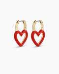 Open Heart Enamel Padlock Hoops || option::18K Gold Plated