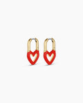 Open Heart Enamel Padlock Huggies || option::18K Gold Plated