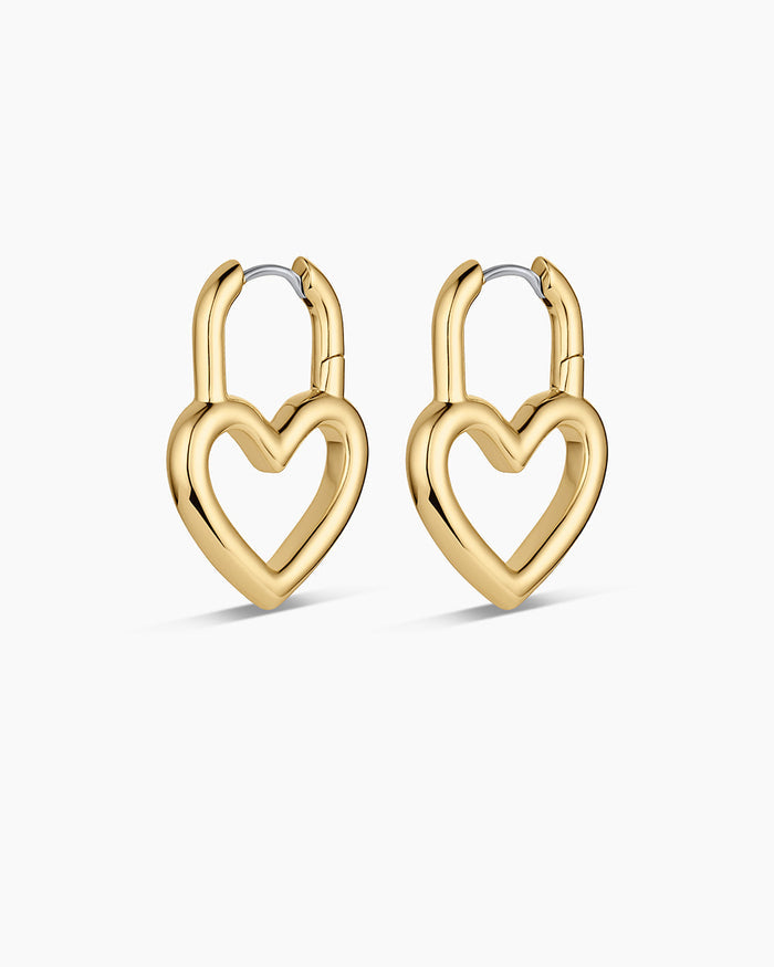 Open Heart Padlock Hoops || option::18K Gold Plated