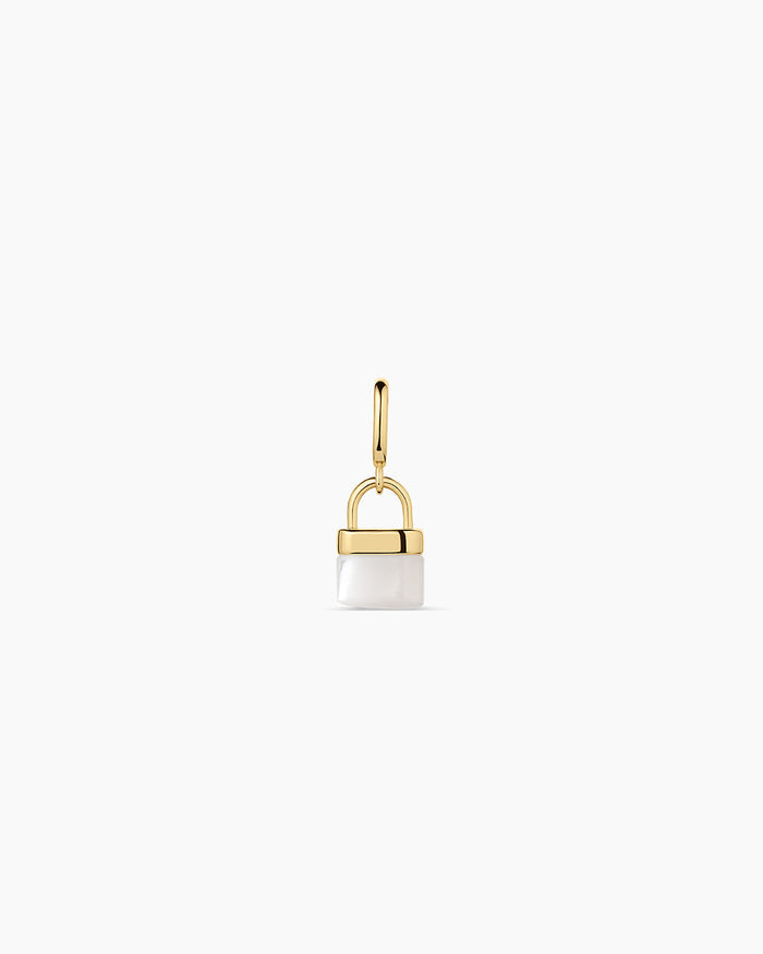 Padlock Parker Charm || option::18K Gold Plated, Mother of Pearl
