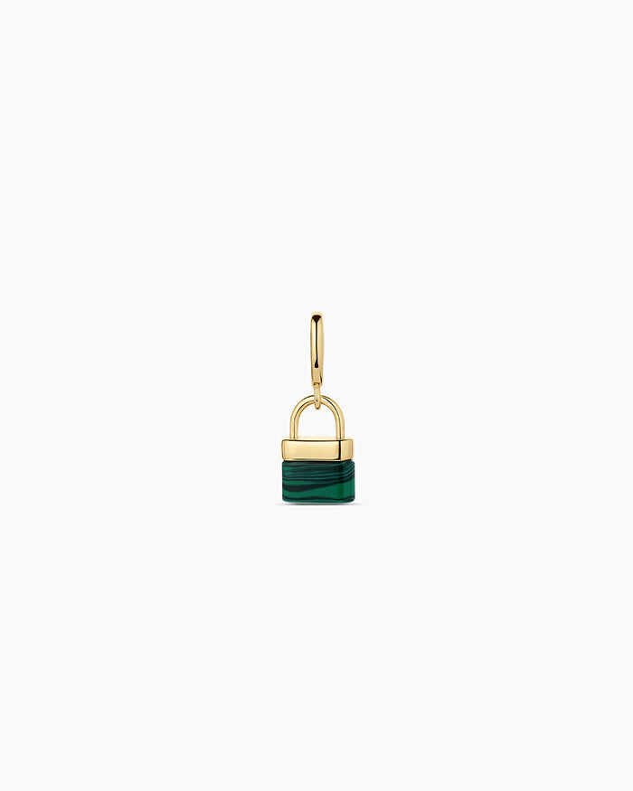Padlock Parker Charm || option::18K Gold Plated, Malachite