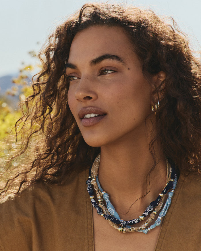 Paisley Bandana Knot Necklace || option::18K Gold Plated, Taupe