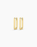 18K Gold Plated Rectangle Huggies,Parker Huggies, rectangle hoops, link hoops || option::18K Gold Plated