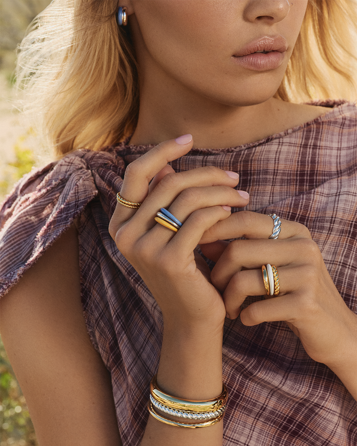 Paseo Mixed Cuff || option::18K Gold & Silver Plated, 4mm